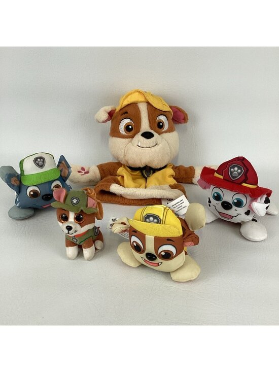 Spin Master Other - Paw Patrol Plush Bundle Rubble Hand Puppet Ty Tracker Clip Rocky Marshall Lot
